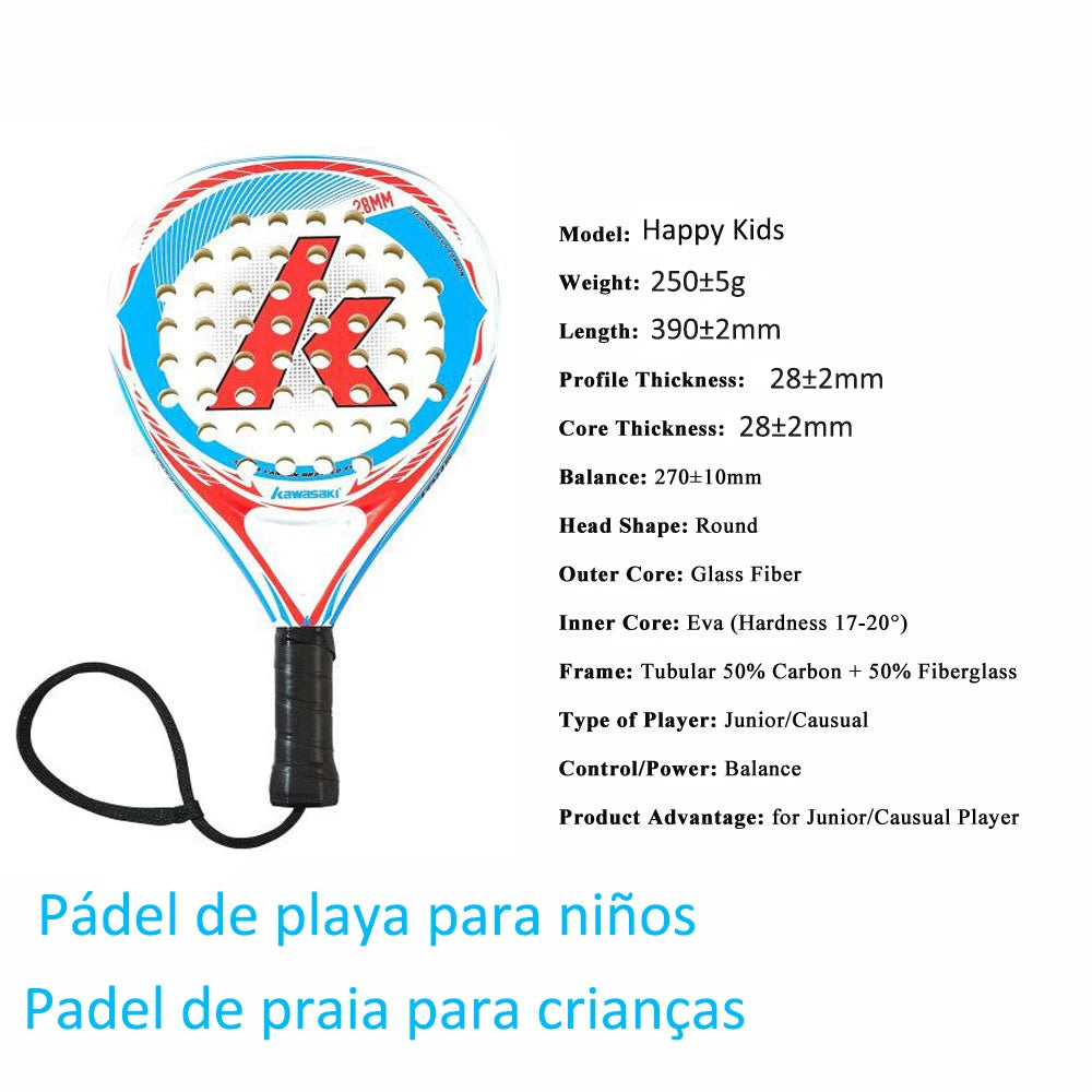 Kawasaki Padel Tennis Carbon Fiber Soft EVA Face Tennis Paddle Racquet Racket with Padle Bag Cover Power Beach Tennis Paddle