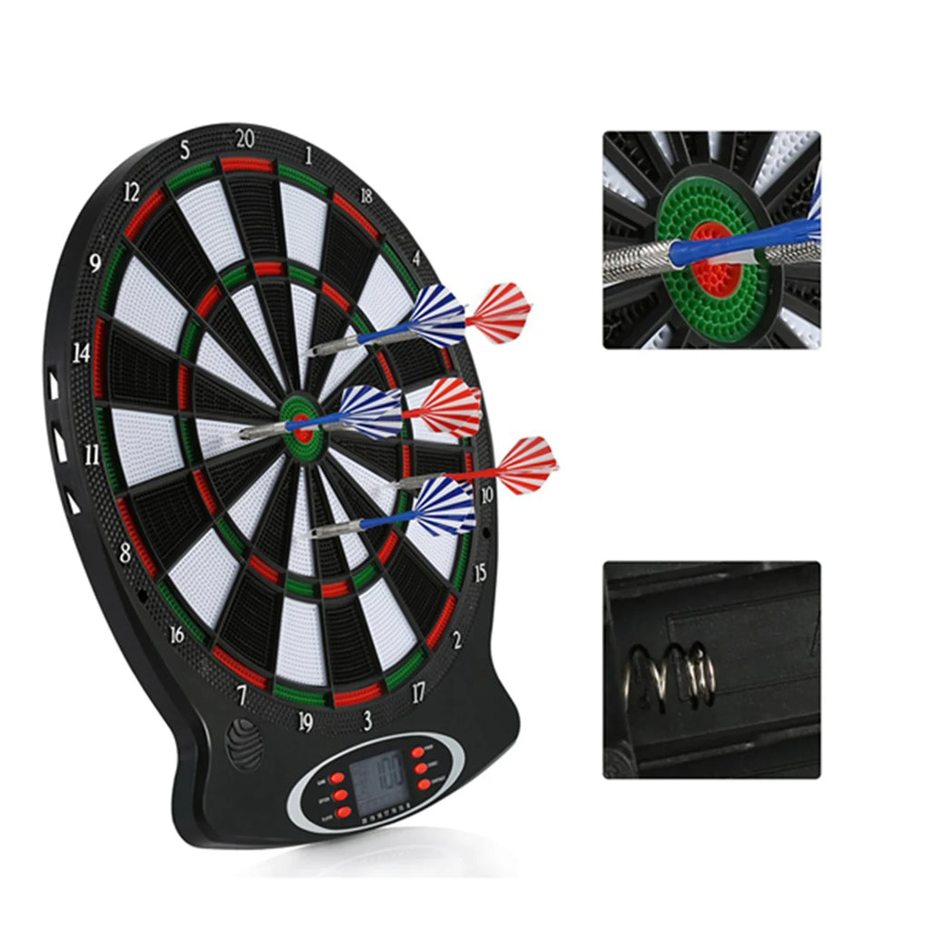Professional Electronic Hanging Dartboard with LCD Scoring Indicator, 6 Darts Included, Home Bar Party Game Set