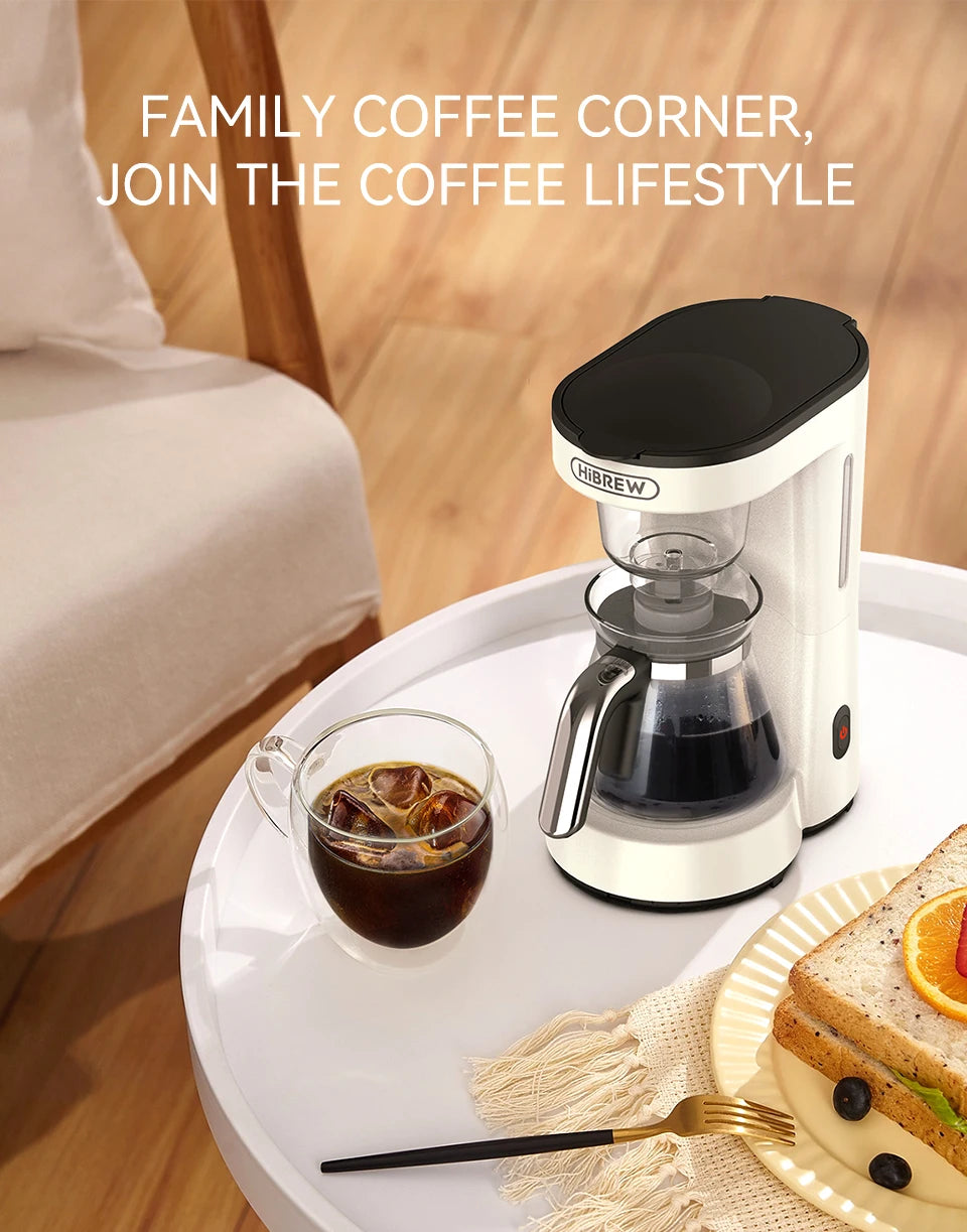 HiBREW 3 in 1 America Drip Coffee Machine Pour Over Coffee Maker Glass Teapot Hot Tea Maker  750ML H12