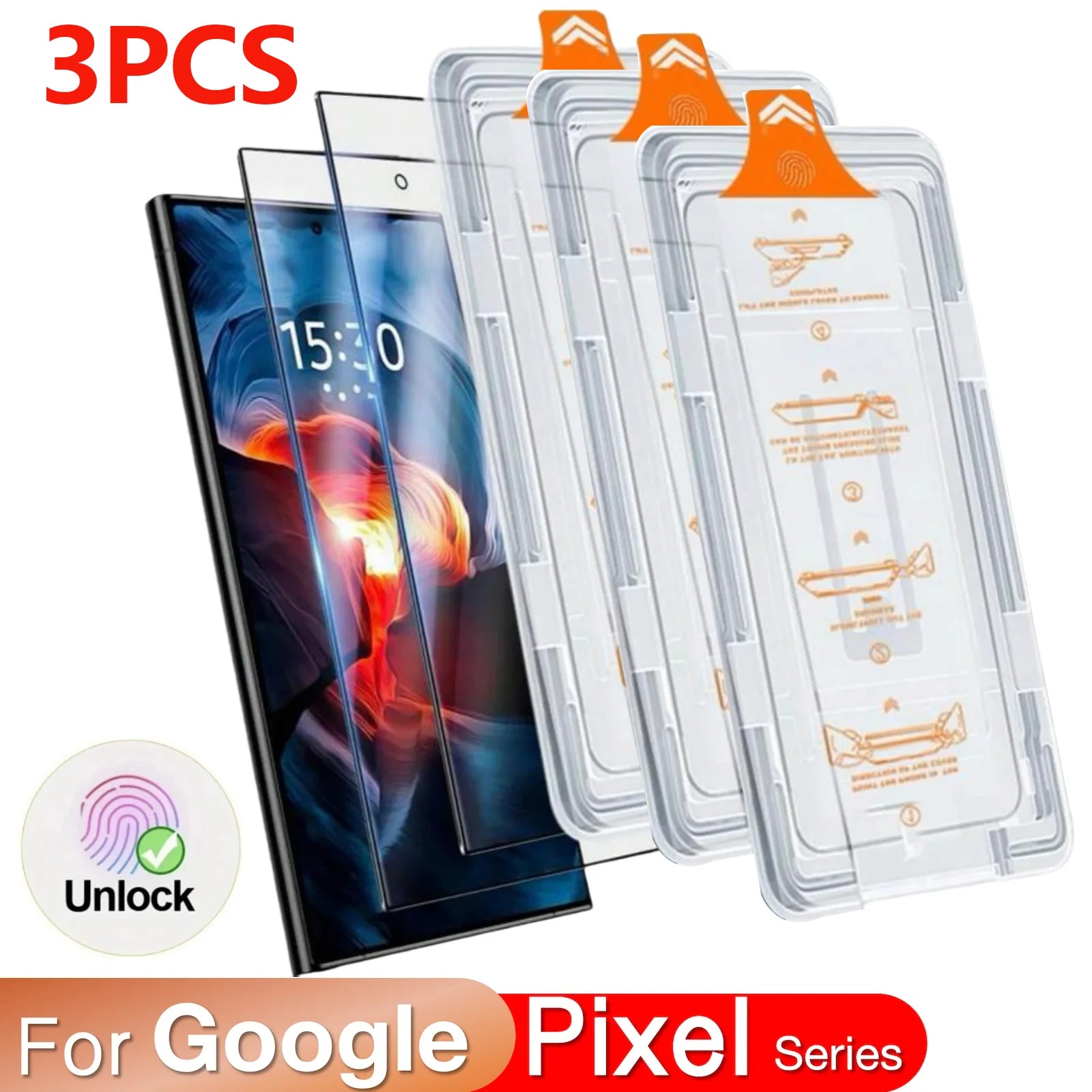 3PCS Tempered Glass For Google Pixel 10 9 Pro XL 8 8A 9a 7 7a 5G Screen Protector Fingerprint Toughened Accessories No Dust Kit Main image