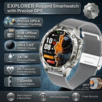GPS Sports Smartwatch Men Women Swim Waterproof Fitness Tracker 2GB Memory Offline Maps  SpO2 Rugged Outdoor Smartwatch for Men