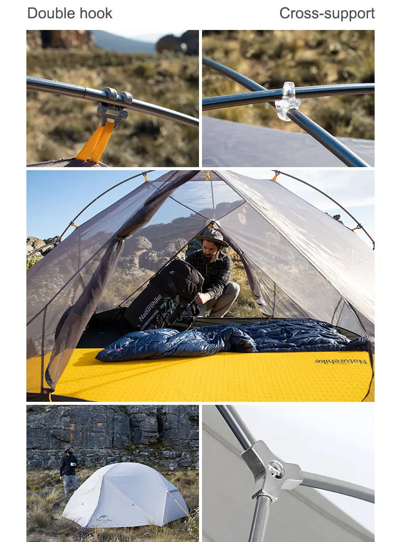 Naturehike Mongar UL 2 Tent 2 Person Backpacking Tent 20D Ultralight Travel Tent Waterproof Hiking Survival Outdoor Camping Tent