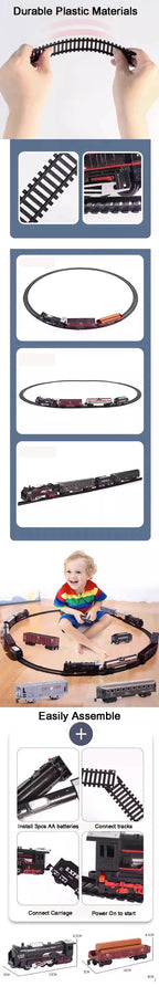 Classical Railway Freight Train Toy Electric Train Track Set with Light Tracks Model Toys for Kids Gift Children Adult Toy