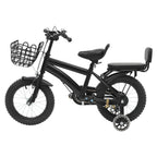 14" Kids Bike Adjustable Children's Bicycle Load 60kg w/Training Wheels+Basket+Backrest Rear Seat for 3-7 Year Old (White/Black)