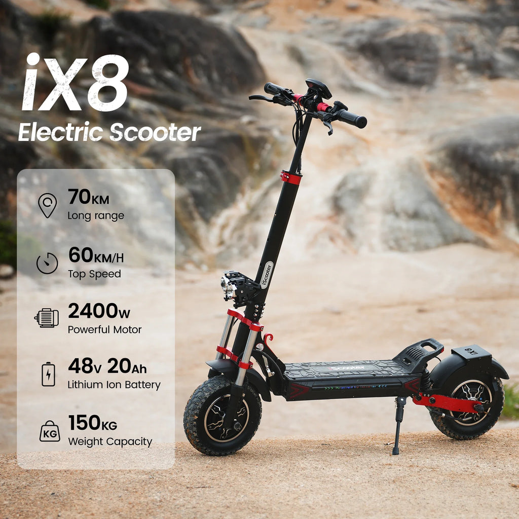 iScooter iX8  Adult Electric Scooter 2400W  Motor 48V20Ah Battery 12  Inch Off Road Pneumatic Tires Foldable  E-scooter