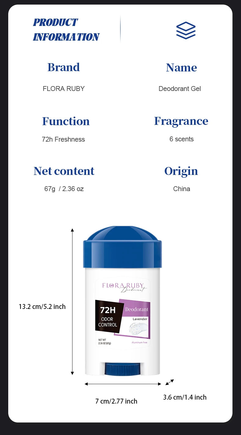 72-Hour Long-Lasting Deodorant Men，Aluminum-Free Fresh Scent，Pure Sport for Gym & Workout，Underarm Odor Body Remove，No Stains