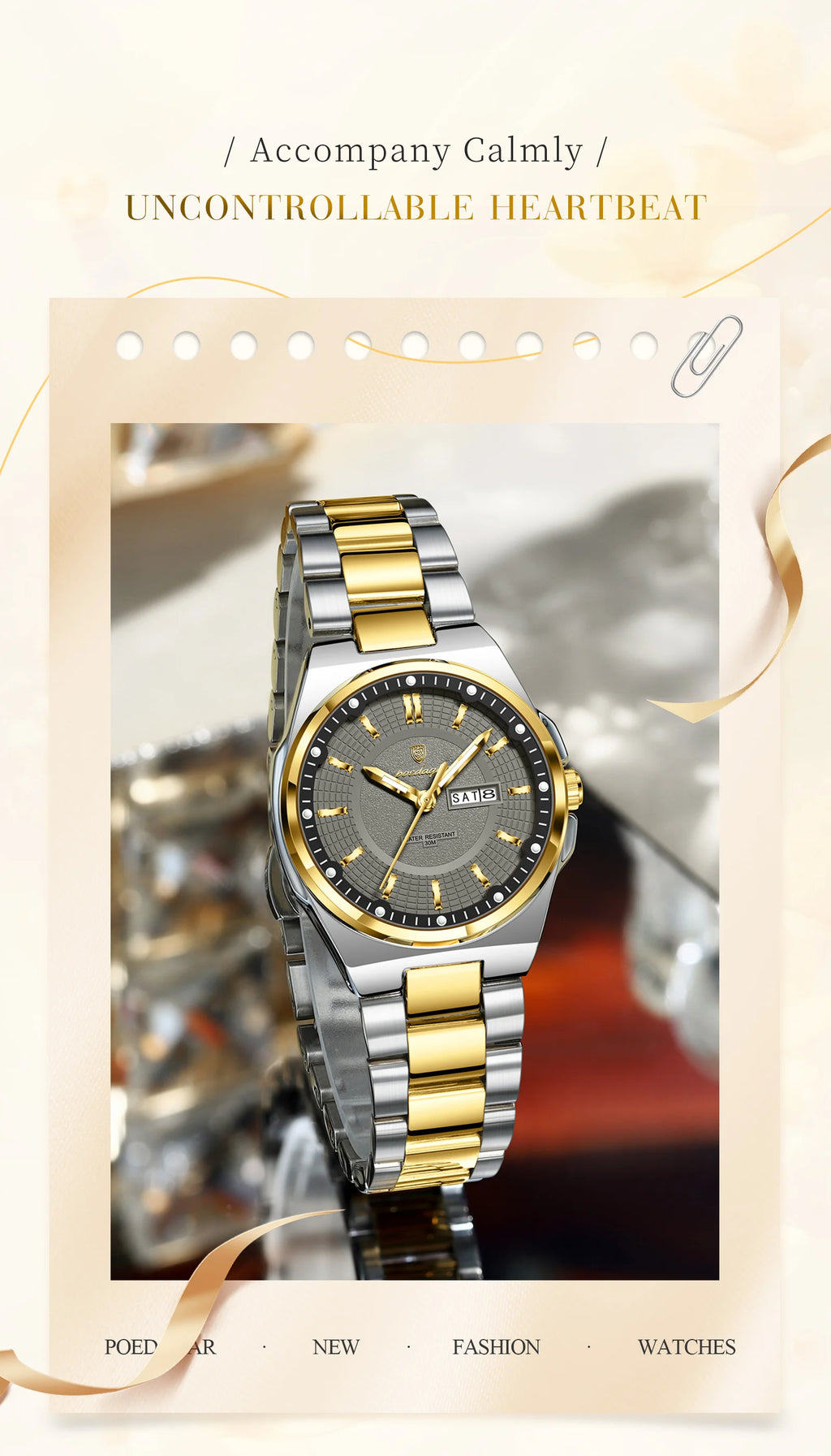 POEDAGAR Fashion Ladies Watch Top Elegant Week Date Woman Clock Quartz Stainless Steel Luminous Waterproof Women's Watches Reloj