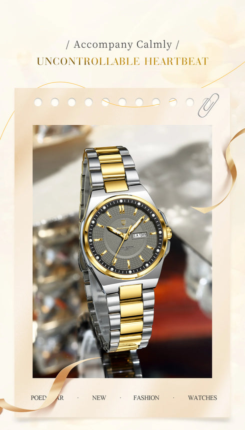 POEDAGAR Fashion Ladies Watch Top Elegant Week Date Woman Clock Quartz Stainless Steel Luminous Waterproof Women's Watches Reloj