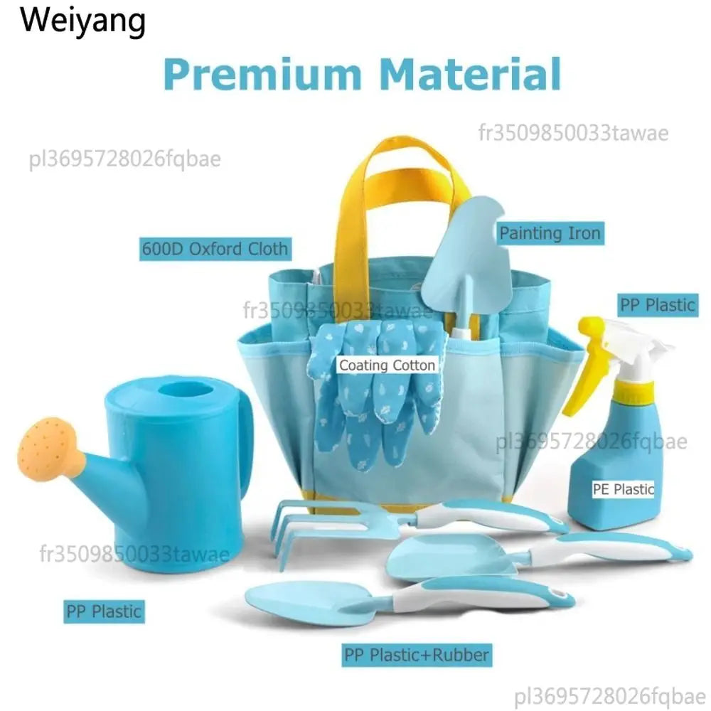 9PCS Candy Color Garden Tool Set Shovel Trowel Fork Watering Can Children Planting Kit Garden Loosening Soil Tools Secondary image