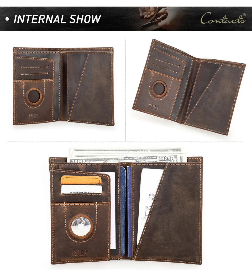 Customized Passport Cover Wallet Genuine Leather Protective Cover With Airtag Case Travel Card Holder Rfid Men Women