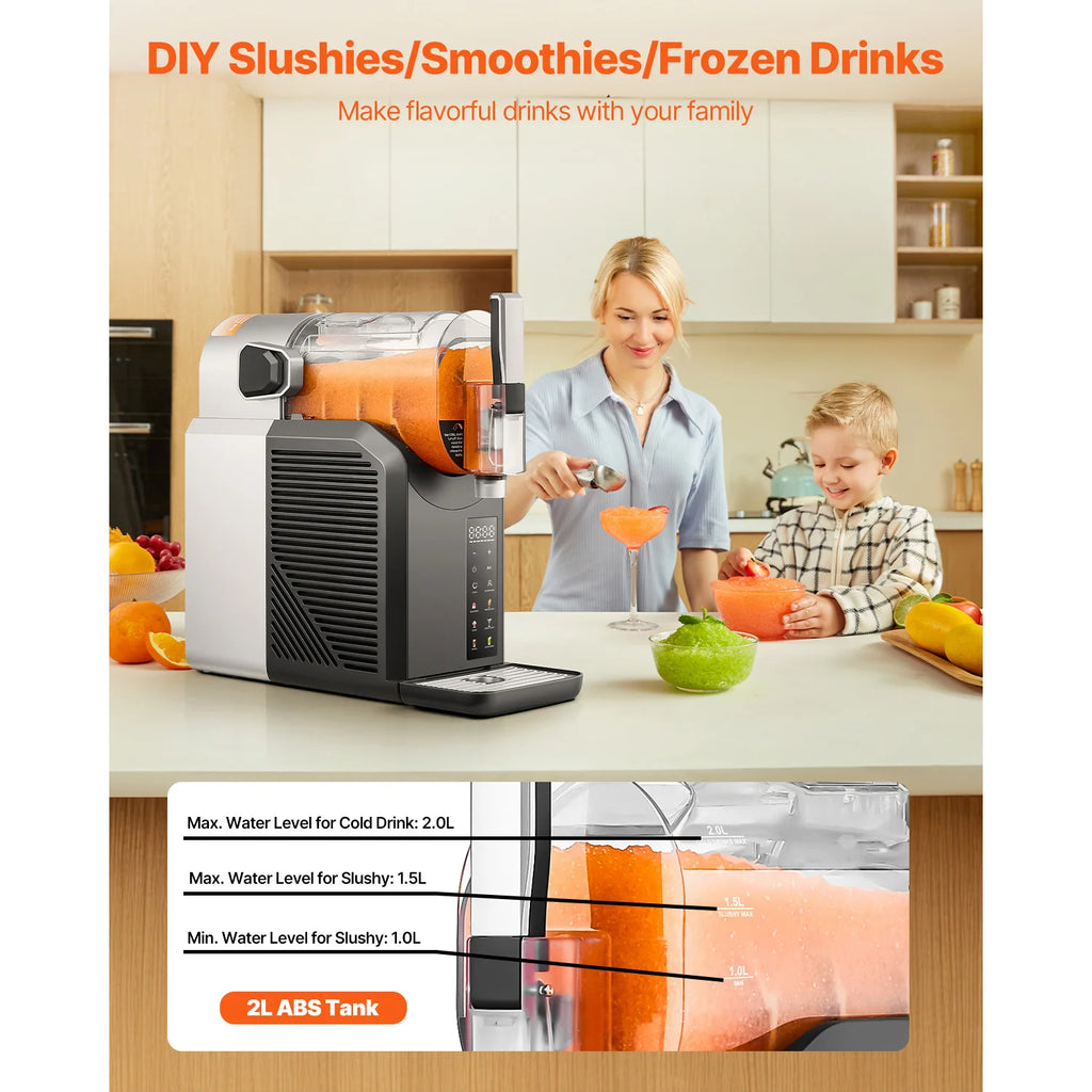 SucceBuy 2L/68oz No Ice Needed Slushy Machine Slushie Machine for Home Frozen Drink Maker with 6 Preset Programs Margarita Machi