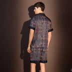 High Quality Pajamas Suit Men Summer Short Sleeve Shorts Ice Silk Sleepwear Male Summer Large Size Simple Casual Loungewear Set
