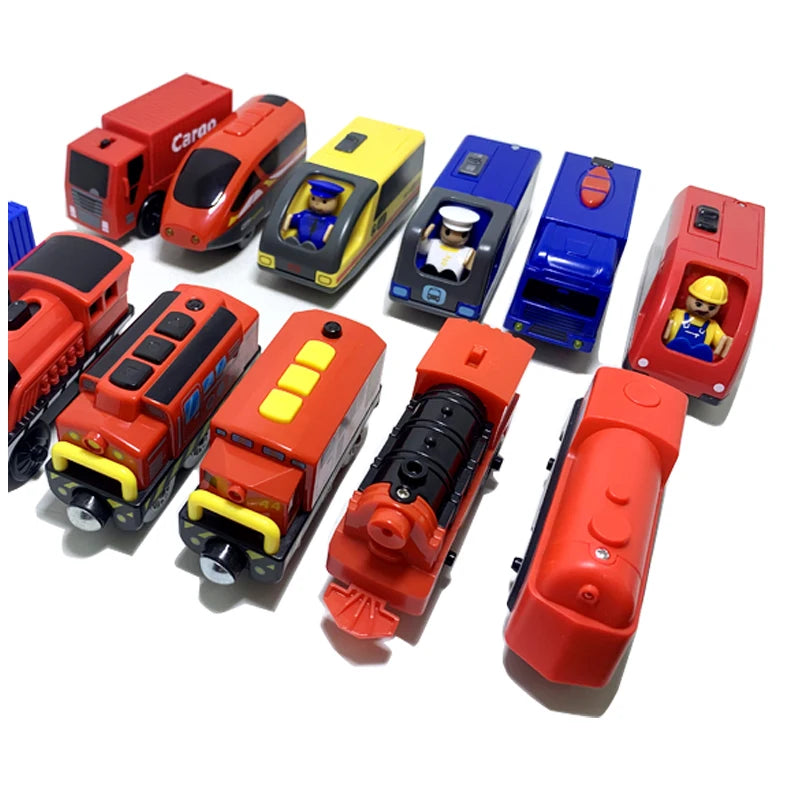 Electric Train Locomotive Magnetic Car Diecast Slot Fit All Brand Wooden Train Track Railway For Kids children's Toy W02