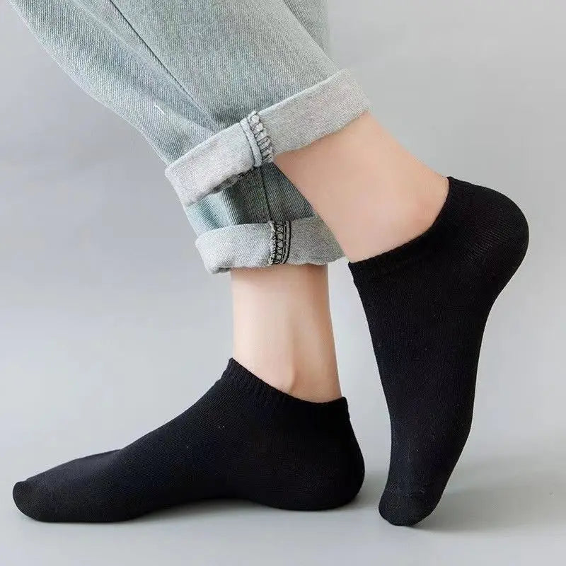 10/20/30Pairs Men's Socks Ankle Socks White Black Breathable Comfy Sweat-absorbing Boat Socks Unisex Casual Solid Short Socks