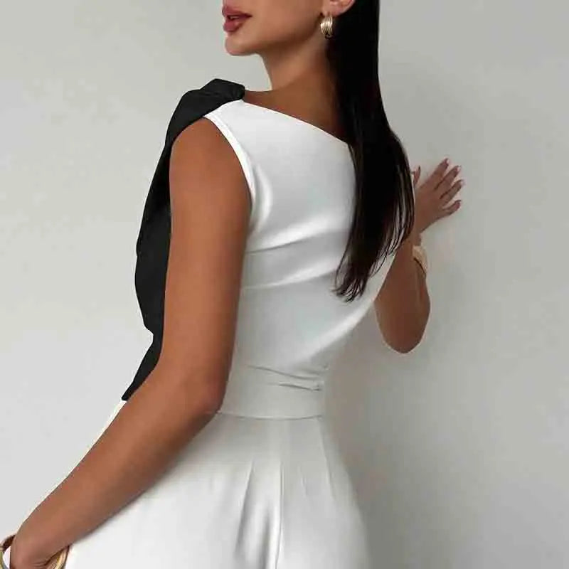 Sexy Short Sleeve Shirt Women Off Shoulder Patchwork Color Basic Tops Woman Summer Blouses Female Elegant Shirt