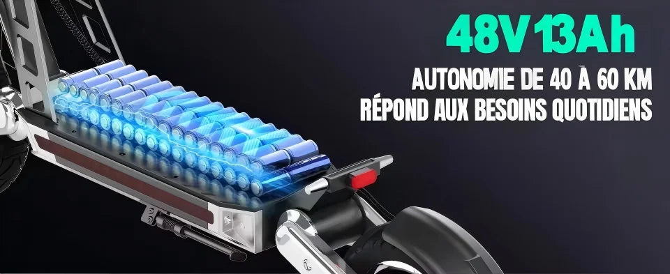 TODIMART G2 ABE E Scooter, 48V 13AH, 500W, 40-45KM range, 20km/h, Dual shock absorbers, dual disc brakes, 10-inch off-road tire