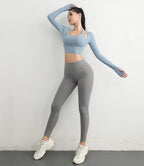 Cloud Rise Women Yoga Shirts Sports Workout T-Shirt Sexy Girl Long Sleeve Blouse Gym Fitness Crop Top Autumn Winter Sportswear
