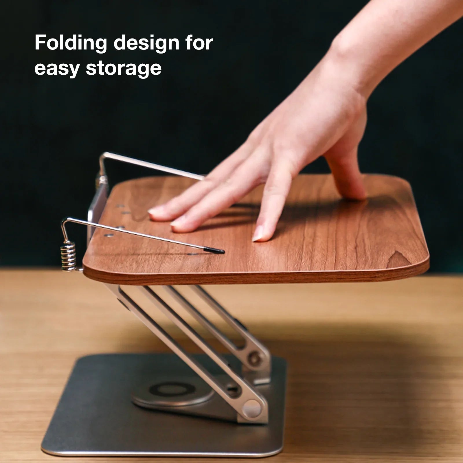 FORZOLA 360° Rotating Walnut Wood Reading Stand Student Reading Desktop Foldable Holder Book Ipad Tablet Notebook Laptop Bracket