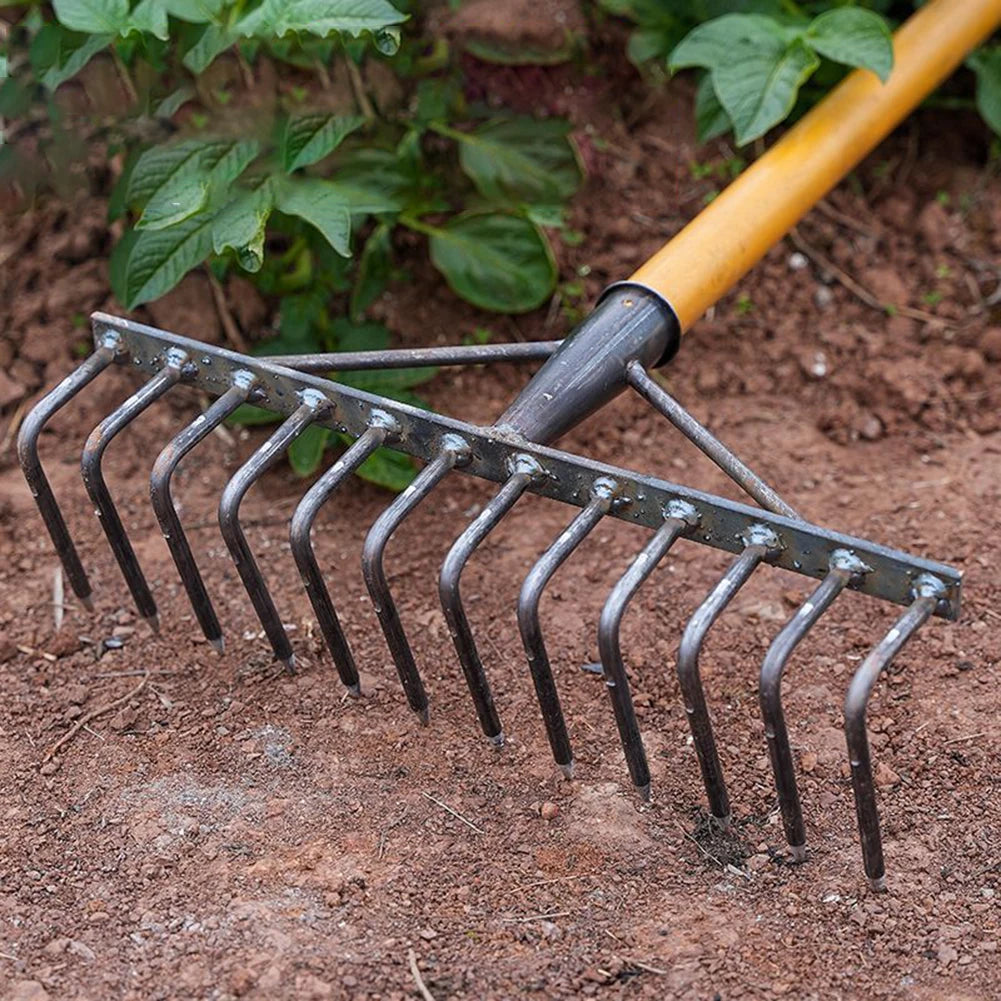 Weeding Hoe Rake 4/7/9/12 Teeth Farm Tool Weeding Scarifier Artifact Agricultural Nail Harrow Carbon Steel Garden Weeding Tools