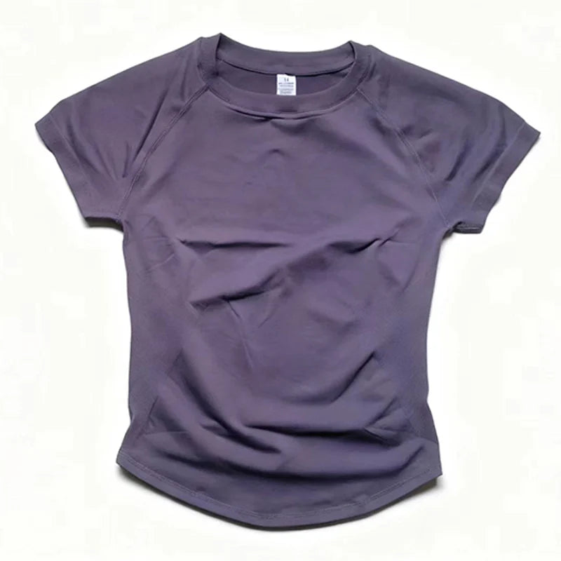 Short Sleeve Gym Top Women Clothes Yoga Top Seamless Sports Shirt Light Weight Fitness Workout Tee Sports Tops Active Wear Femme
