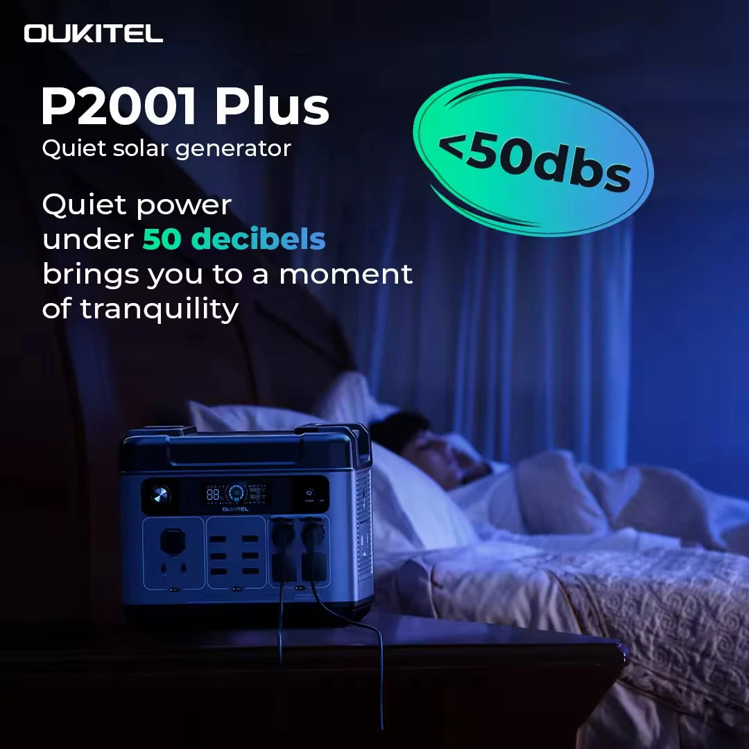 OUKITEL P2001E Plus Portable Power Station 2400W Output Power 2048Wh Capacity LiFePO4 Family Outdoor Camping Backup Powerstation
