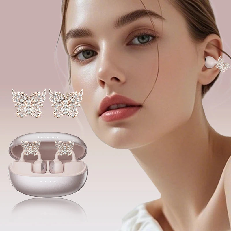 Lenovo LK6 Over Ear Wireless Bluetooth 5.4 Headphones Sound Quality Noise Reduction Ear Clip Earphones Long Endurance Earsets
