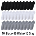 10/20/30Pairs Men's Socks Ankle Socks White Black Breathable Comfy Sweat-absorbing Boat Socks Unisex Casual Solid Short Socks