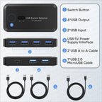 MZX USB 3.0 Switcher KM Switch Selector KVM Hub Docking Station 2 Computer Laptop PC Desktop Accessories Share Printer Keyboard