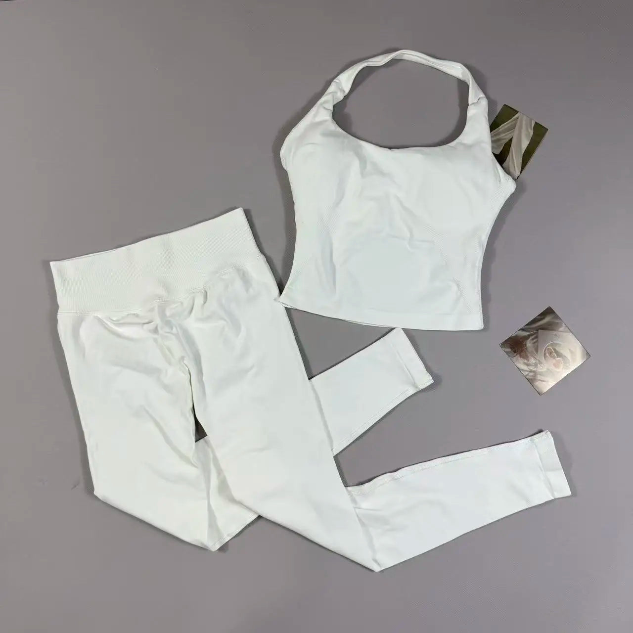 NO LOGO Yoga outfit sports Impact gym set Halter Top and leggings pant sets Backless halterneck High stretch sportswear