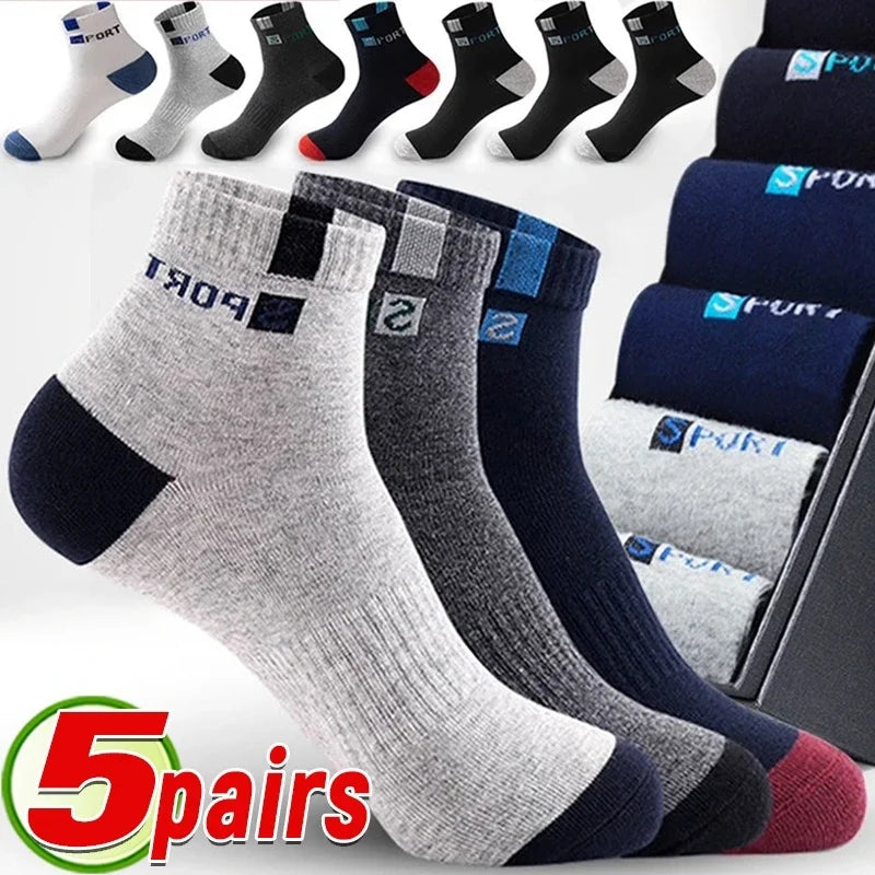 5Pairs Bamboo Fiber Summer Spring Men Socks Breathable Cotton Sports Sock Breathable Deodorant Business Socks Plus Size 39-45 Main image