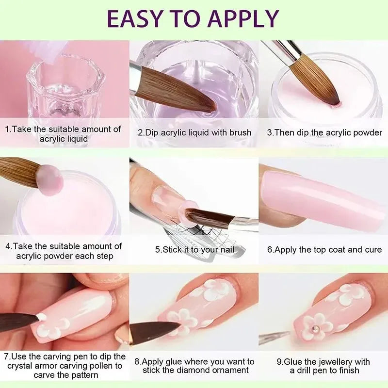 58pcs/Set Fashion Nail Sets Art Tools A Full Set Professional Nail 42-color Crystal Powder Press on Nail Polish Glue Tools Kits Secondary image