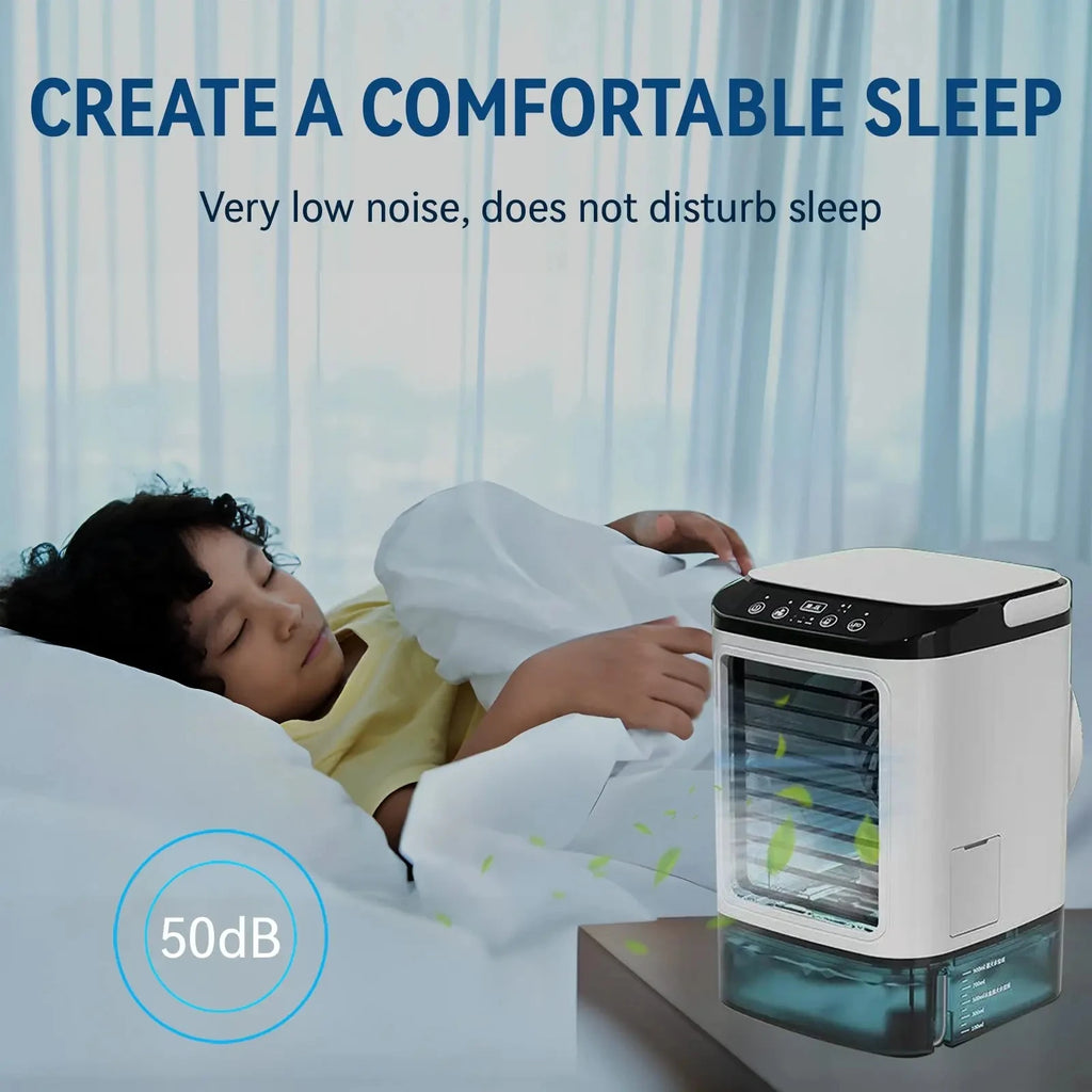 Ultra Quiet Mini Air Cooler Portable Cooling Fan with Ice Box USB Personal Evaporative Air Conditioner