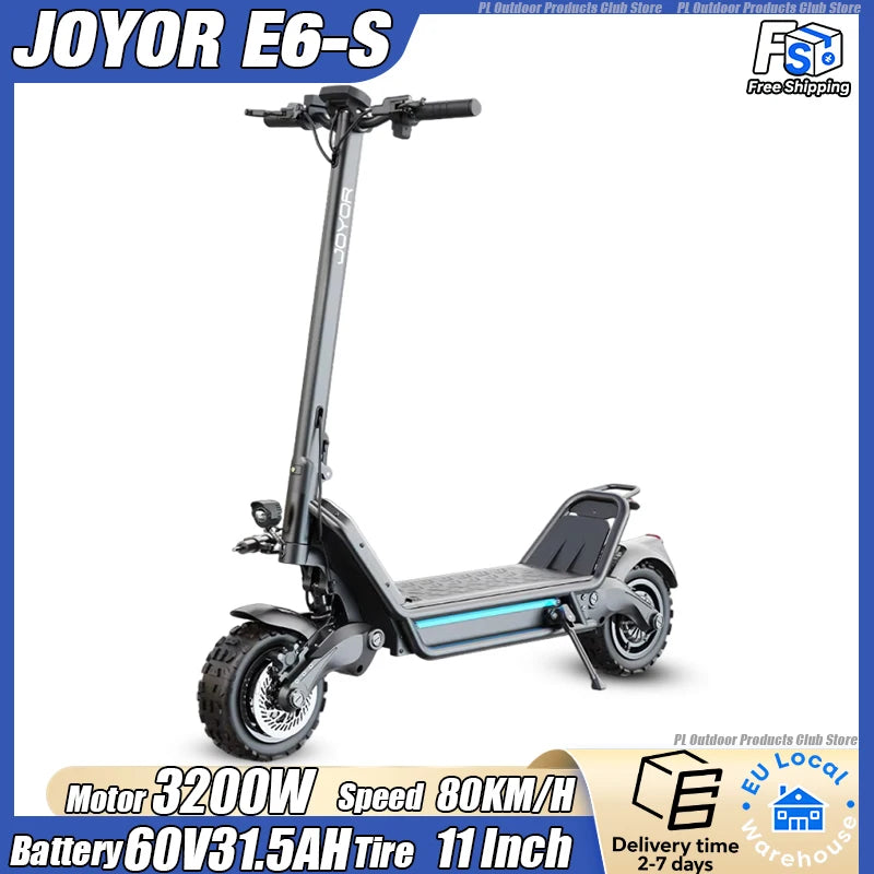 JOYOR E6-S Adult Electric Scooter 3200W Motor 60V31.5AH Battery Off-road EScooters NFC Unlock Hydraulic Brake Foldable E-Scooter