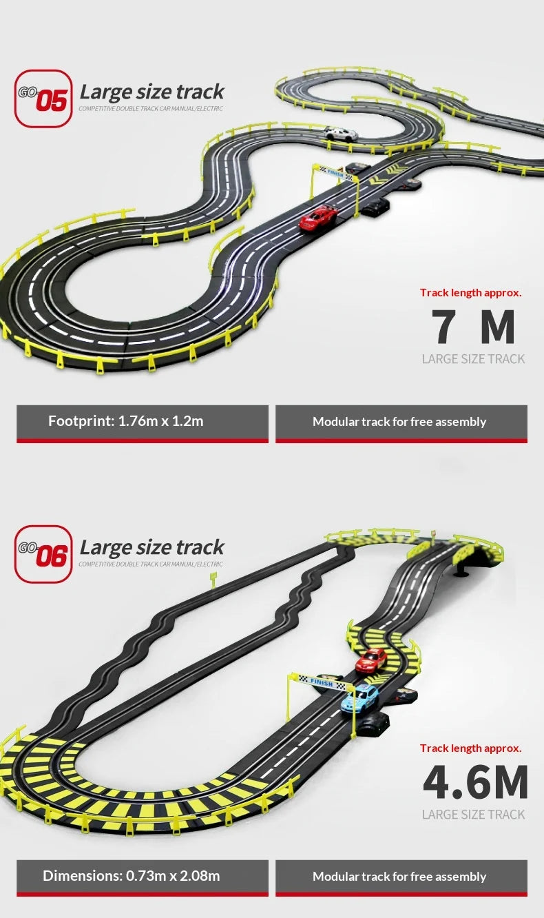 Electric Remote Control Slot Car Track Large 2-Player Competitive Dual Mode Remote Adjustable Splicing Kids Adults Gift Toy Set