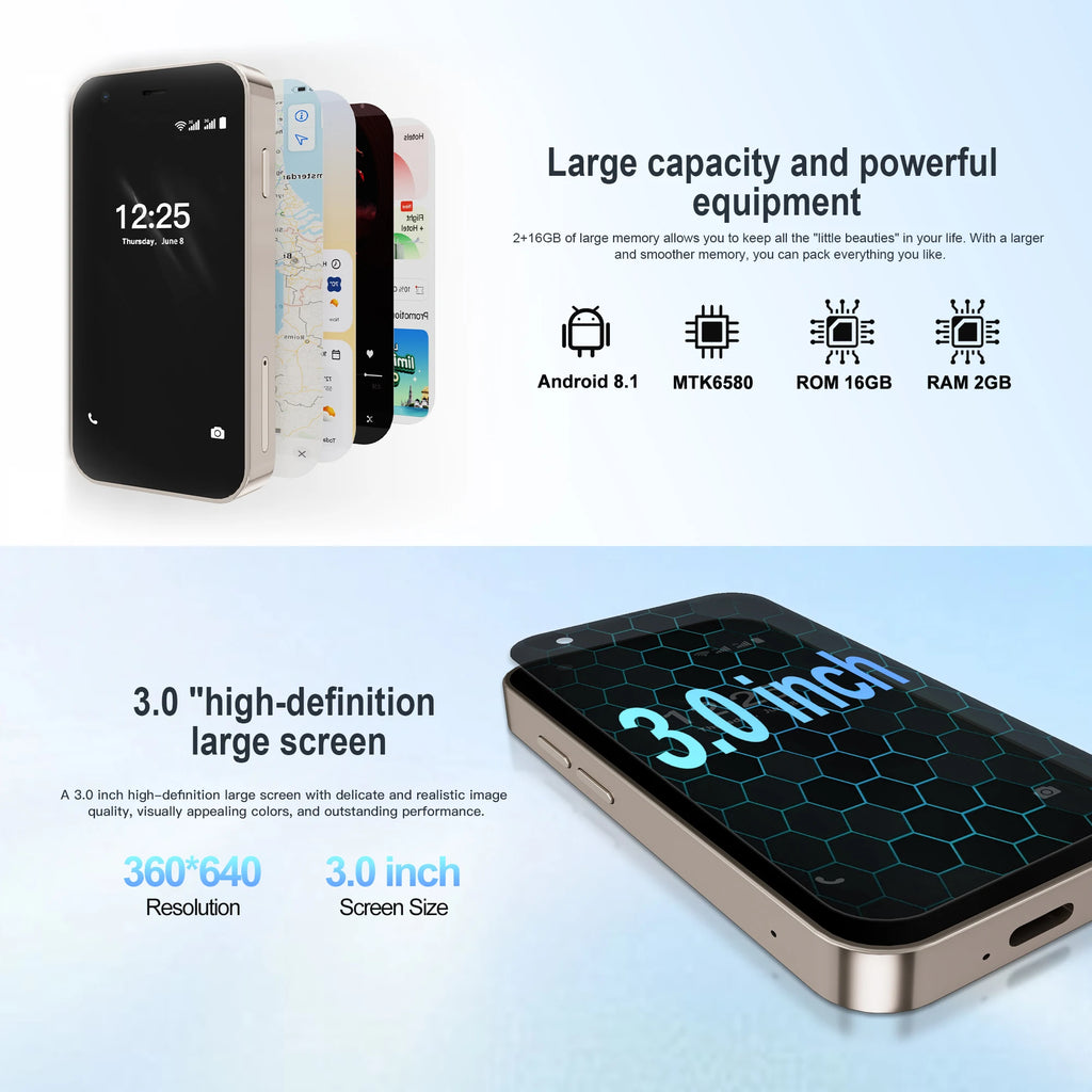 SERVO 15SE Super Mini Smartphone Android System 2GB+16GB Play Store Wifi Dual SIM 3.0" Small Pocket Cheap Smart Phones 3G WCDMA
