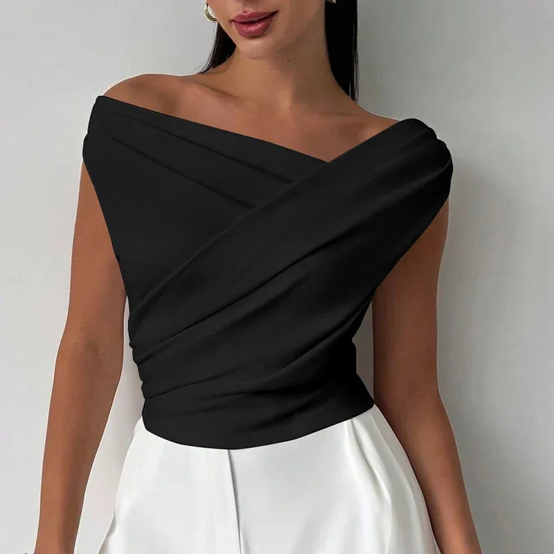 Sexy Short Sleeve Shirt Women Off Shoulder Patchwork Color Basic Tops Woman Summer Blouses Female Elegant Shirt