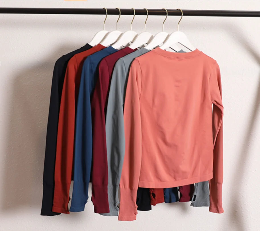 Women's Seamless Long Sleeve Fitness T-shirt Sports Elastic Yoga Gym Top Training Running Activewear Workout Shirt Pilates Tops