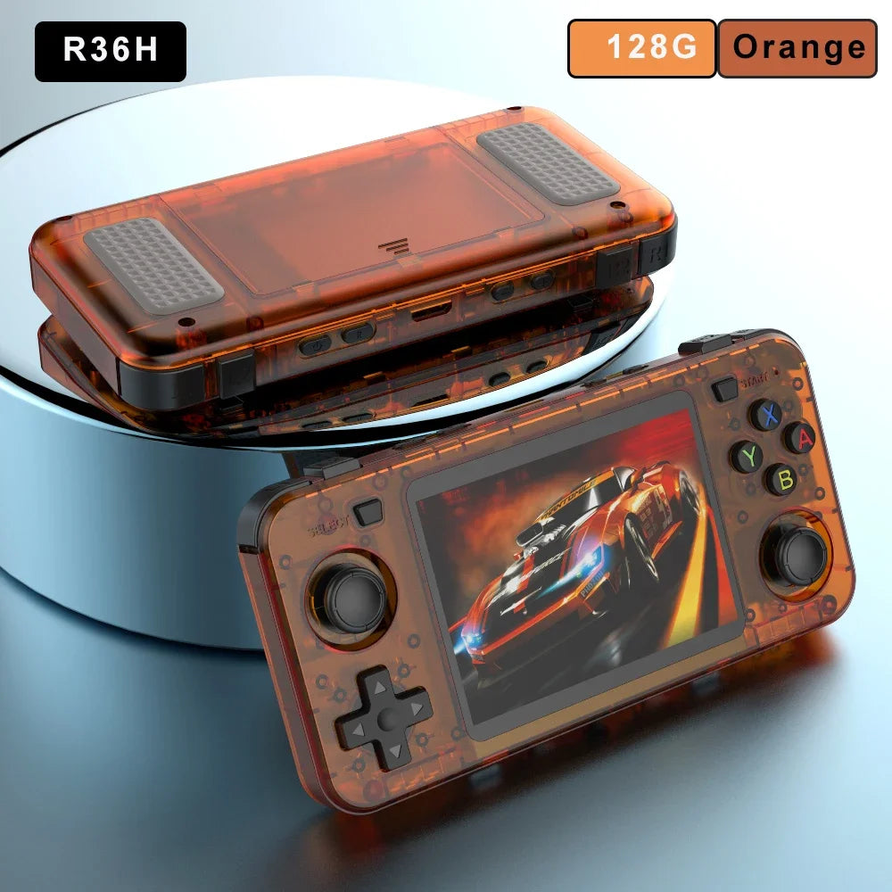 BOYHOM Green R36H Retro Video Game Console 3.5‘’ IPS Screen RK3326 3000 mAh Open Linux System Portable Player 64GB 128GB