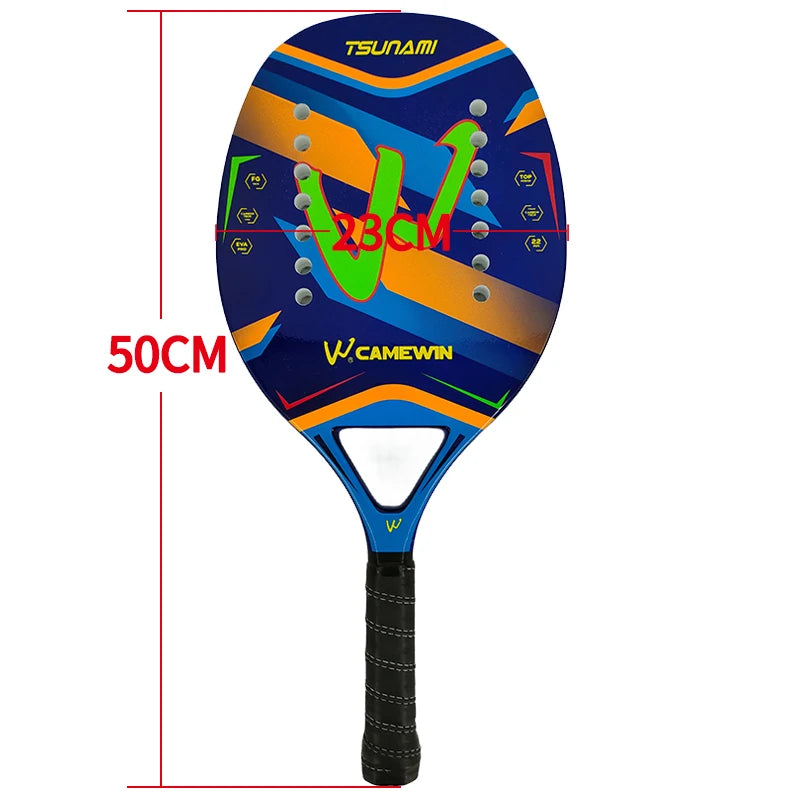 Camewin Beach Tennis Racket 50% Carbon Inner Core EVA Foam Fibe Send Protective Bag High Quality Tennis Racket 2024 the New
