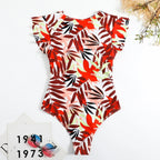 2024 Fashion Short Dress One-piece Swimsuit Zipper Swimsuit Sexy Bikini Women's Thickened Printed Swimming Beach Wear Summer