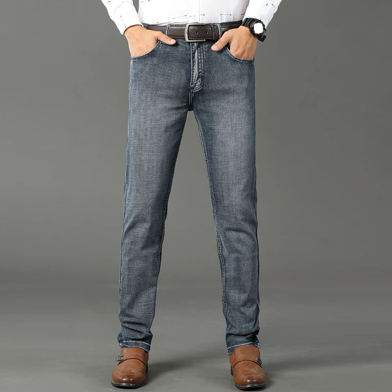 Wthinlee 8 Models Spring Autumn Business Jeans Men Casual Straight Stretch Fashion Classic Work Denim Trousers Brand Clothing