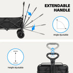 Large Weight Capacity Heavy Duty Wagon Cart Folding Wagon for Outdoor Garden Beach wagon Camping Equipment with Cup Holders