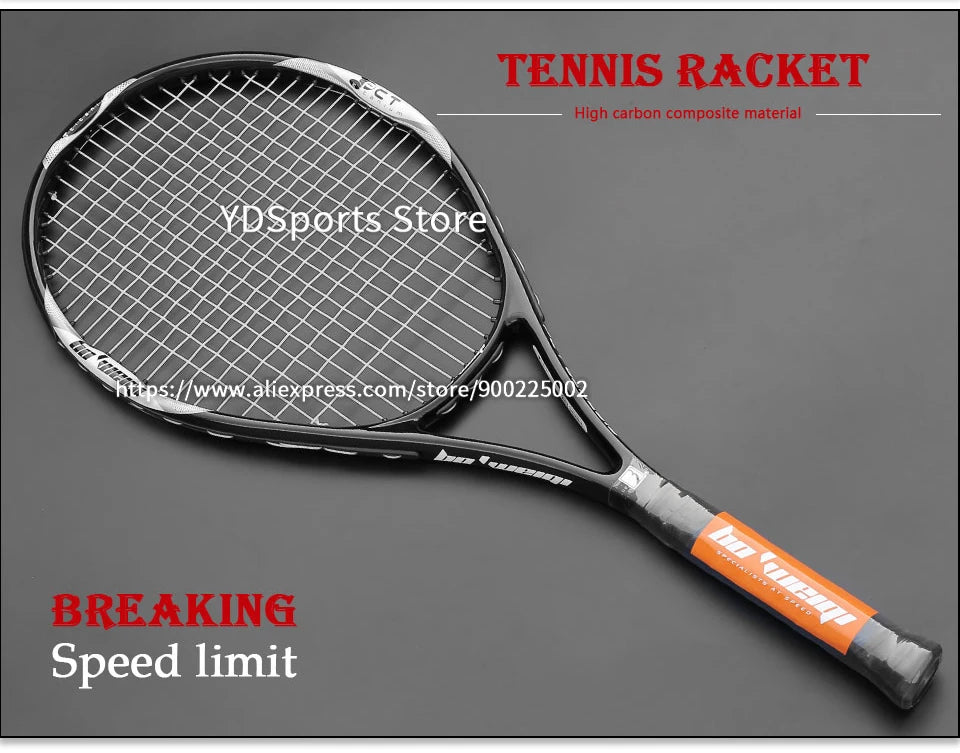 High Quality Carbon Aluminium Alloy Strung Tennis Racket For Adult Tenis Rackets 4-1/4 Inch Strings Bag Raquet Padel Men Women