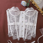 Ellolace Palace Women's Lingerie Sets Willowy Corset Thong 2PC Set Sexy Hot Strapless Lace Fancy Deep V-neck Women Underwear