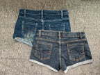 Summer Korean Sexy Low Waist Women Denim Shorts American Lady Y2K Elastic Slim Fit Hot Pants Female Embroidery Wrapping Jeans