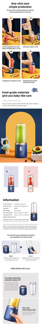 HOMEFISH Double Cup Multifunction Usb Fruit Mixers Juicers Portable Electric Juicer Blender Fruit Juicer Cup Food Milkshake