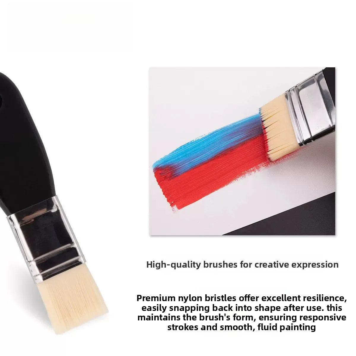 Oil Painting Nylon Pen Set Gouache Acrylic 3 Pcs Small/Medium/Large Sizes Flat Head Brush Wood Handle Painting Tools for Fine