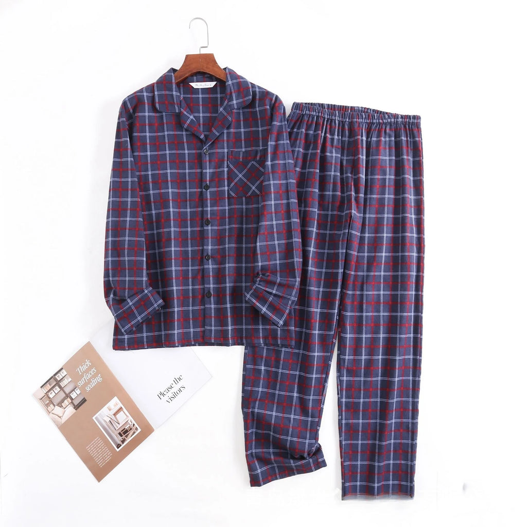 Men's Home Suits Long-sleeved Trousers Suits for Autumn and Winter Pijamas for Men Flannel Plaid Design Pajamas for Men