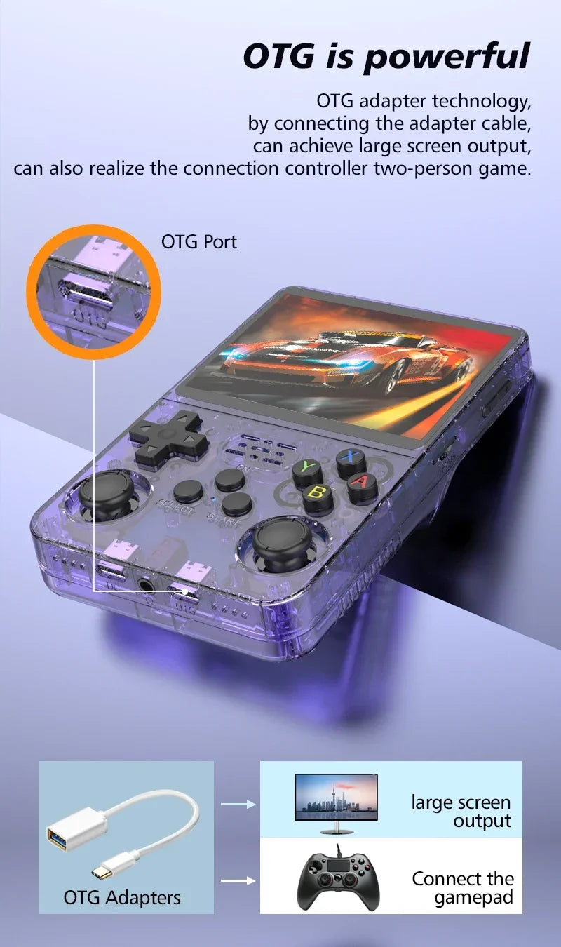 R36S Retro Handheld Video Game Console Linux System 3.5 Inch IPS Screen Portable Pocket Video Player R35S 64GB 15000 Games