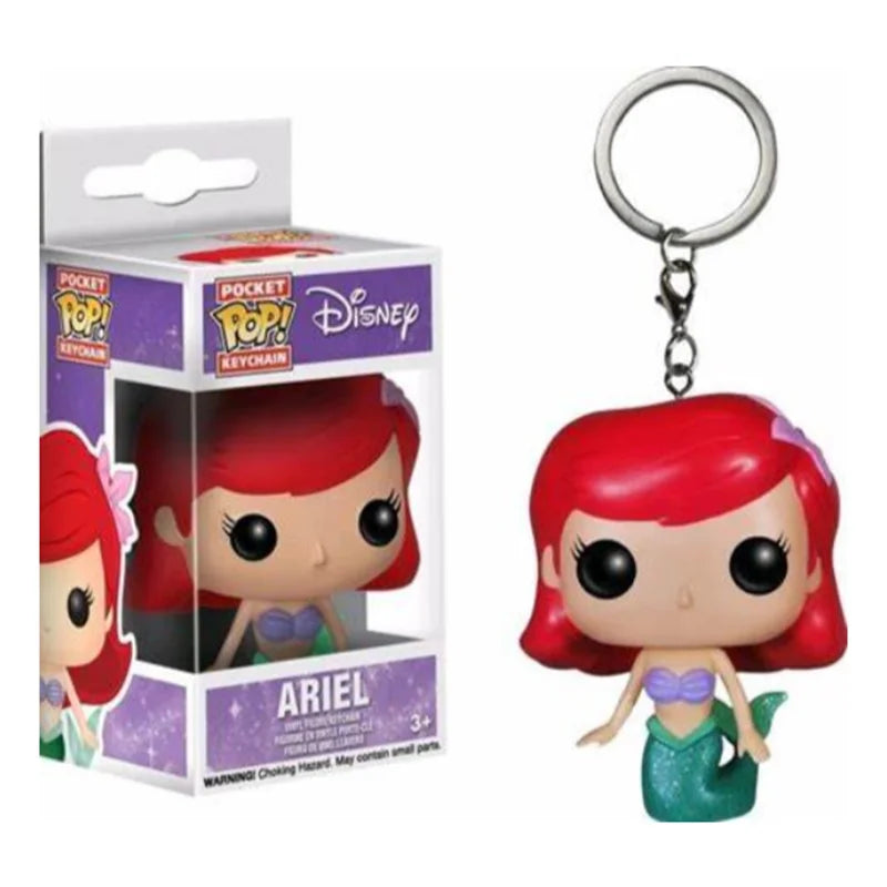 New FUNKO Keychains Disney Demona Princess Bella Ariel Alice Anna Elsa Bell Jack Sally stitch Action Figure Toys Ornaments
